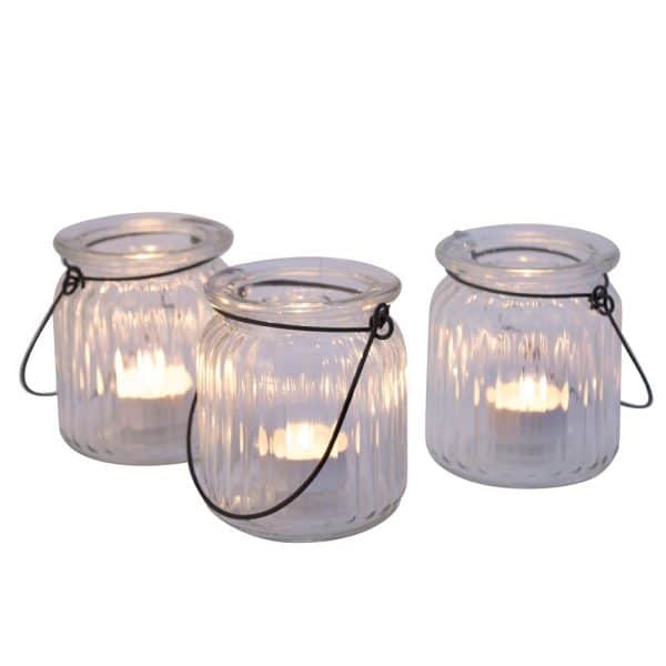  Tealight Lantern - Ribbed Glass